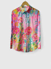 Women's Vibrant Artistic Button-Up Blouse