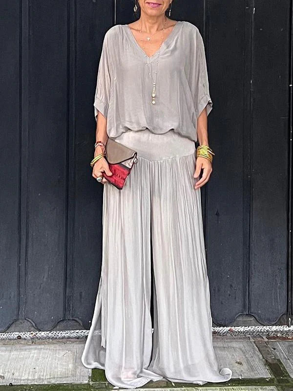 ESMERALDA – ELEGANT CHIFFON WIDE-LEG PANTS TWO-PIECE SET
