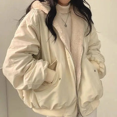 Women's reversible sherpa-lined bomber jacket