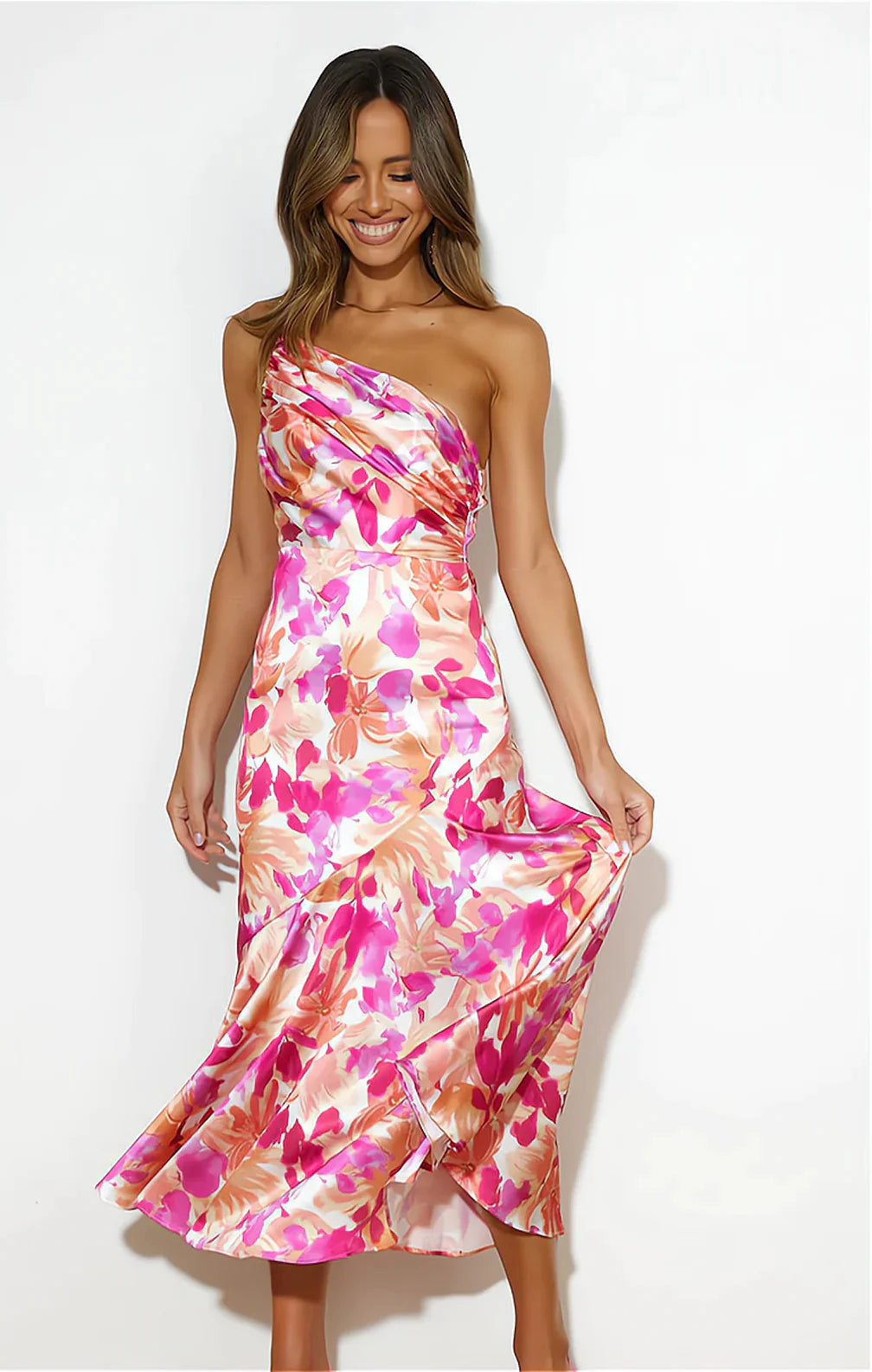 Diane | Floral Satin Dress