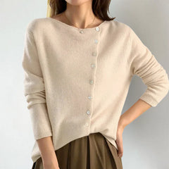 KATE – CHIC ASYMMETRICAL BUTTON CARDIGAN