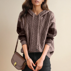 Emily | Cable Knit Hoodie Sweater