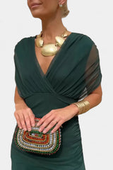 Women's Long Floral Dress with Wrap V-Neck