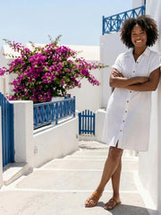Helene | Short Sleeve Front Pocket Knee Length Dress