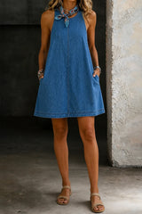 Nancy | Sleeveless Backless Denim Mini Dress
