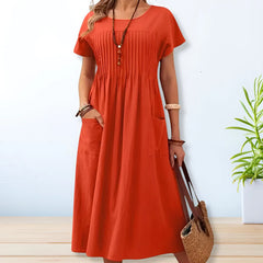 Leonie | Pleated Pocket Midi Dress
