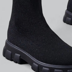 Women's knee high boots with chunky platform heel