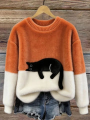 LunaCat | Sleeping Cat Knit Sweater for Women