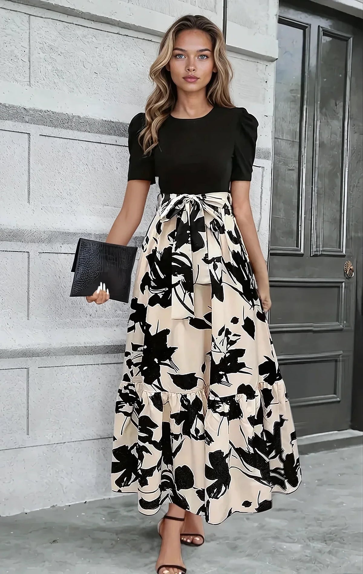 Luna’s Modern Grace Bow-Tie Waist Maxi Dress