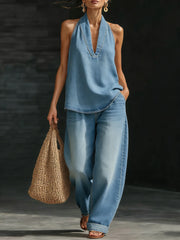 Mary™ | Comfortable Minimalist Denim Two-Piece Set