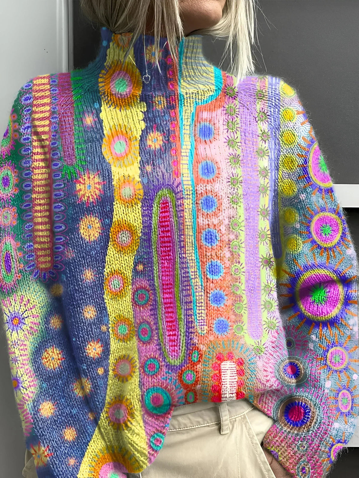 Daphne™ - Colorful Knitted Turtleneck Sweater