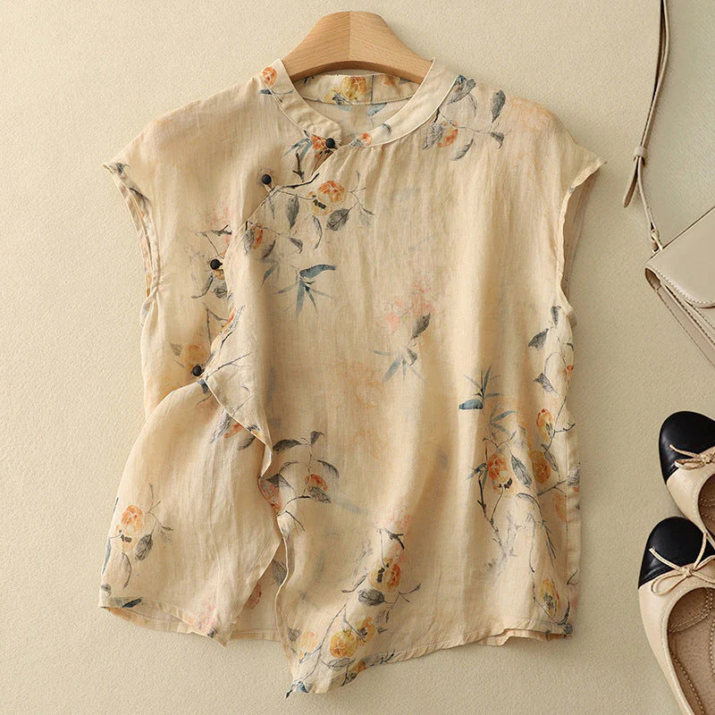 Elise | Breathable Floral Linen Top