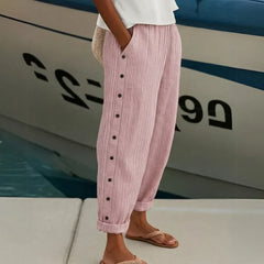 Women's Stylish Striped Button Pants
