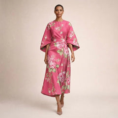 Women's Floral Midi with Sculpted Waist