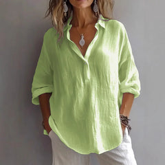 FRAN - CHIC V-NECK BLOUSE  CLASSIC V NECK TOP