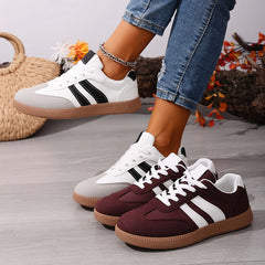 Women's Casual Solid Color Patchwork Lace-Up Sneakers