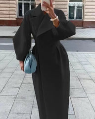 Eva | Elegant Long Women's Trench Coat with Notch Collar