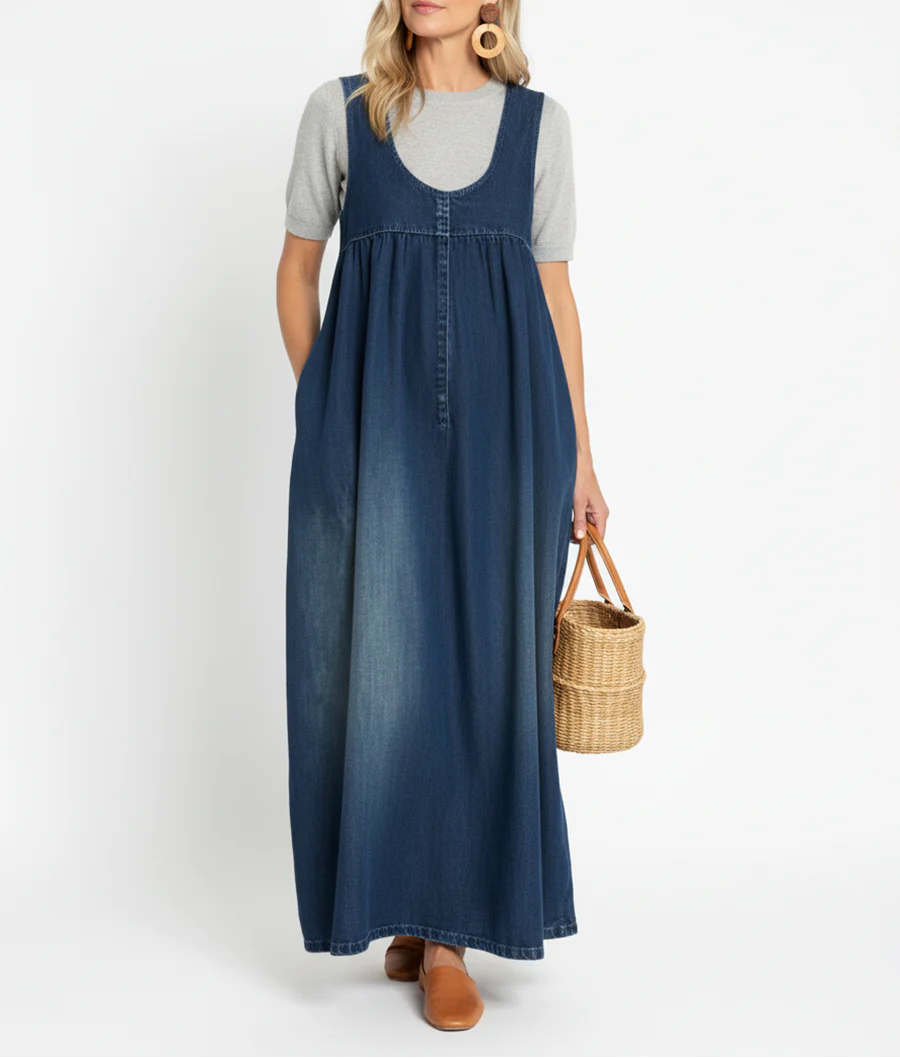 Avery - Relaxed Sleeveless Denim Maxi Dress