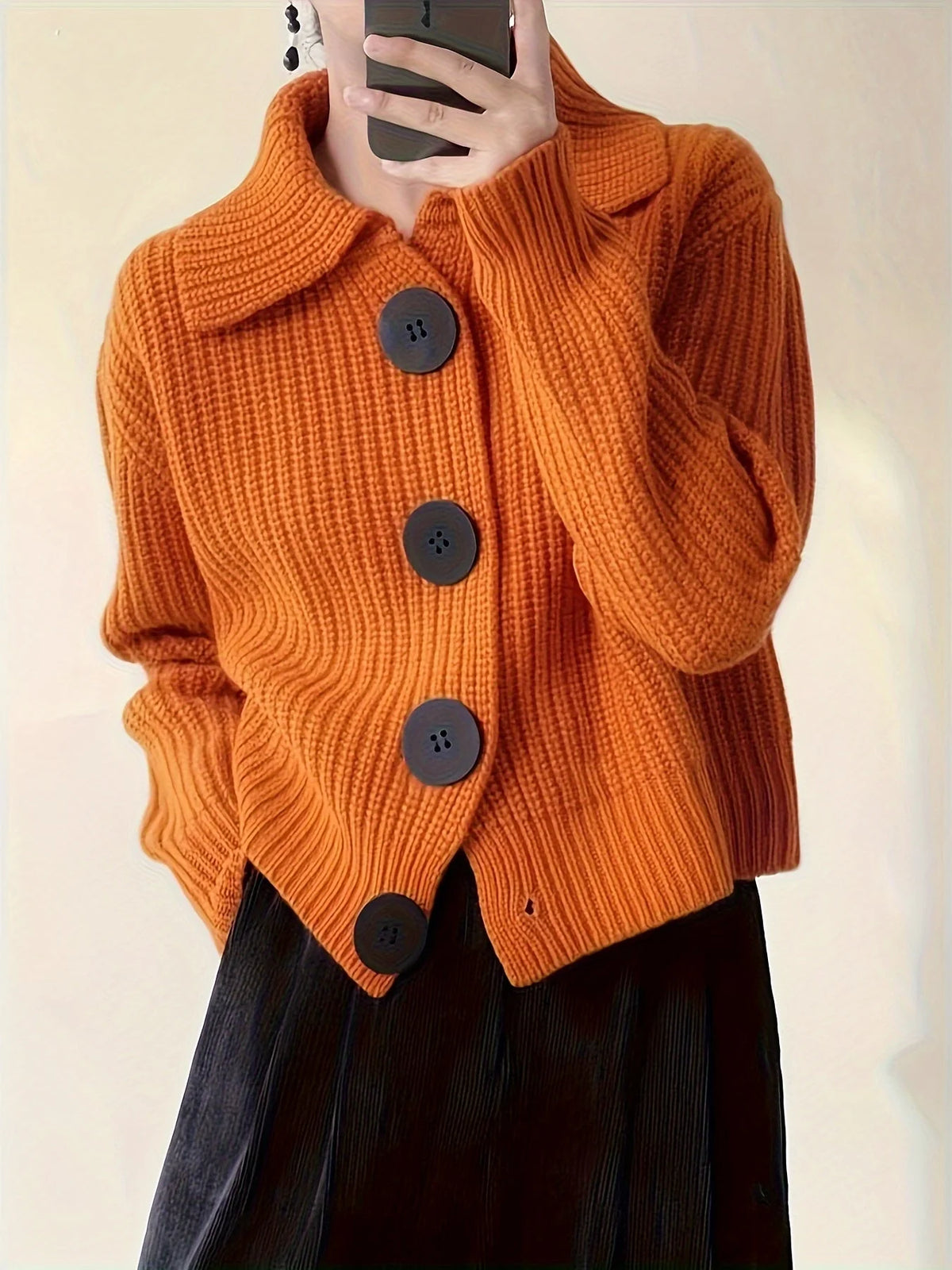FIONA – STATEMENT BUTTON KNIT SWEATER