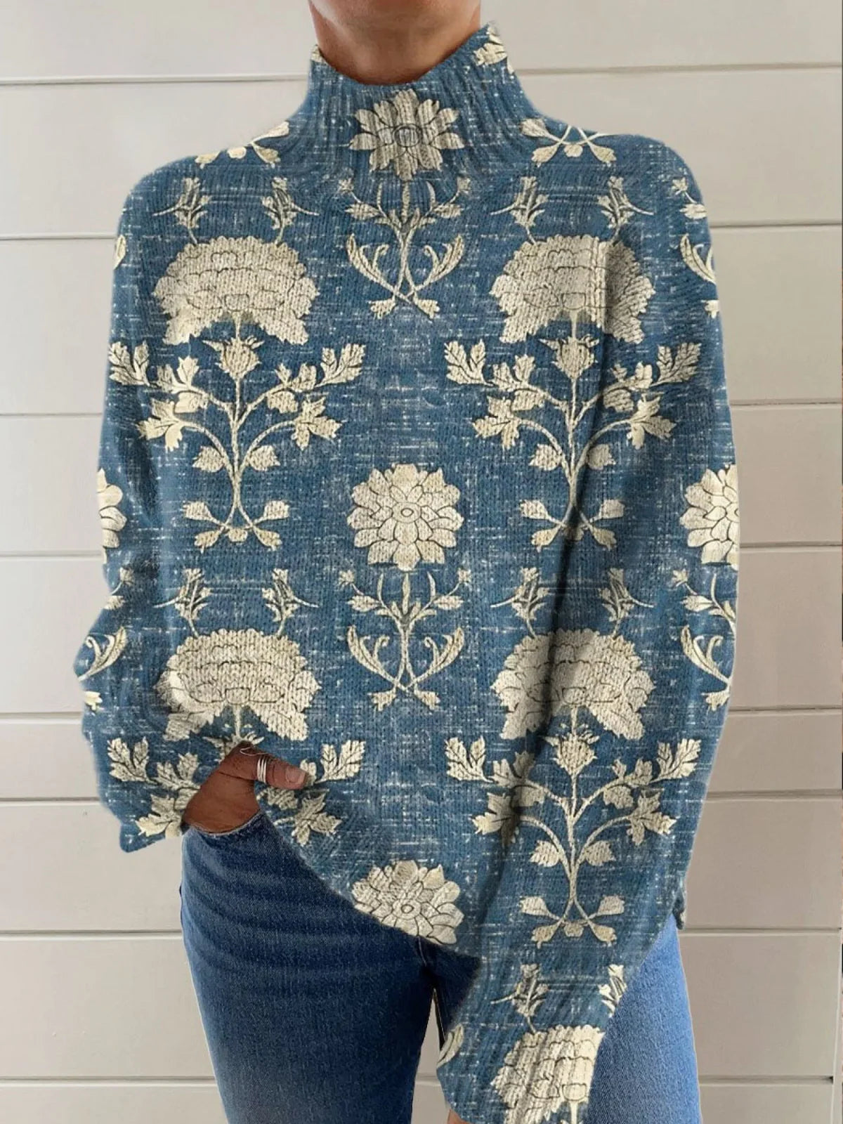 Angela | Timeless Floral Turtleneck Sweater
