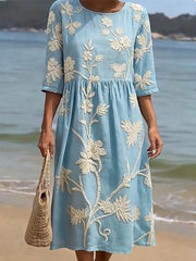 Women's Midi Embroidered Vintage Dress