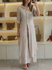 Cotton Linen Casual Two-Piece Set