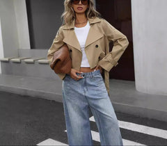 Catherine | Women’s Cropped Double-Breasted Trench Jacket