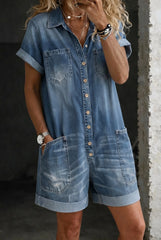 Nora | Casual Denim Jumpsuit Shorts