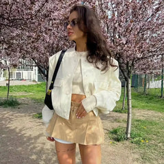 Women's minimalist bomber jacket
