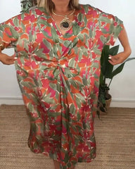 Dress with V-Neck and Twisted Pattern