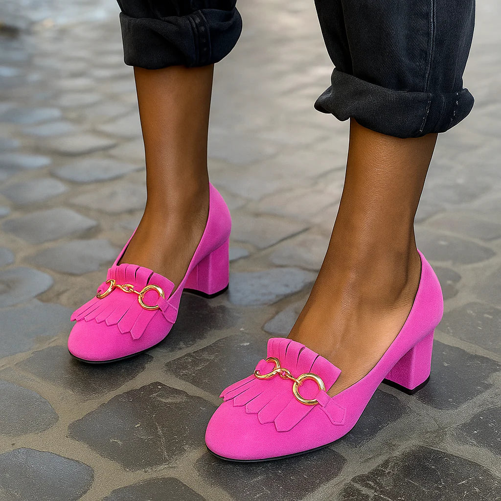 Fluorescent Loafer With Heels And Metal Detail