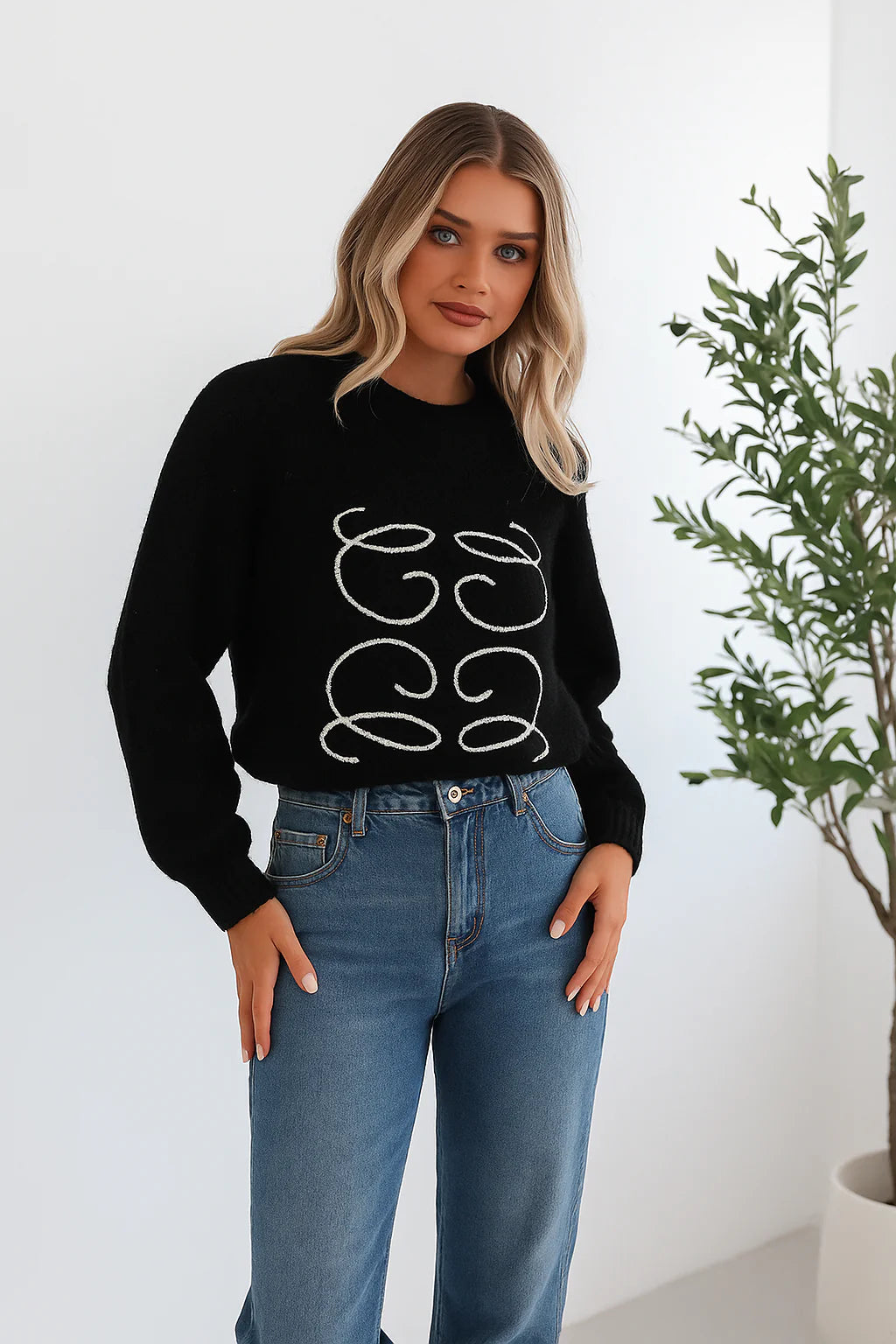 Adelaine Knit - Black Print