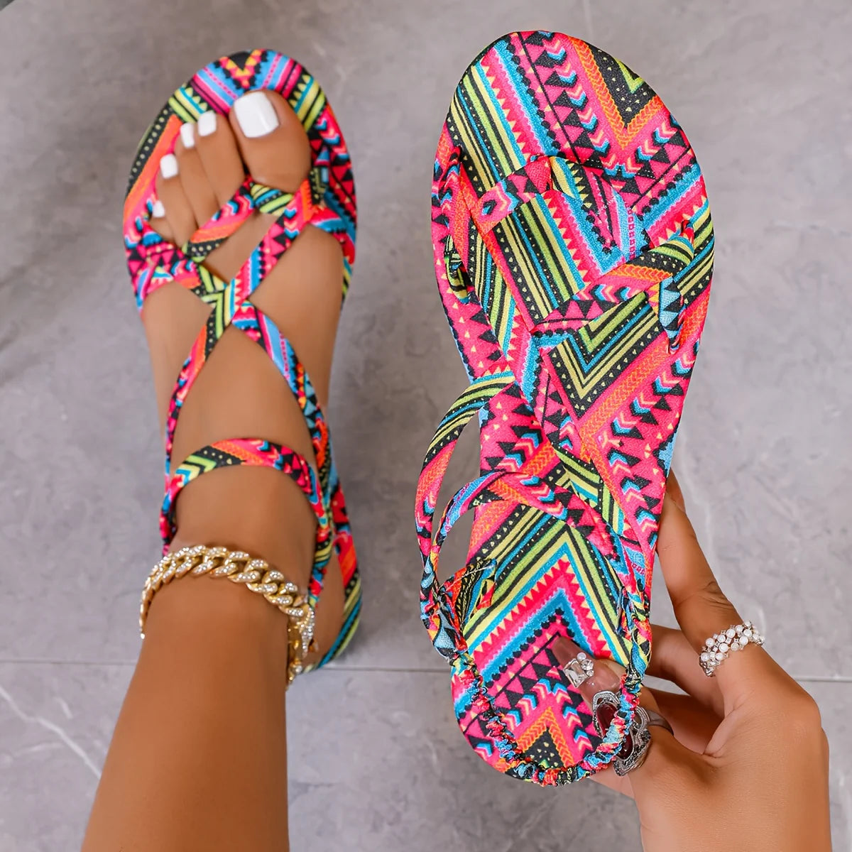 Women's Summer Round-Toe Flat Bohemian Sandals
