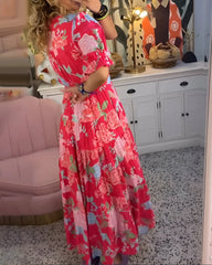 Carine | Pocket Dress with V-Neck in Floral Print