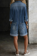 Women's Casual Short Denim Jumpsuit