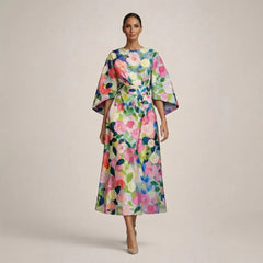 Women's Floral Midi with Sculpted Waist