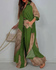 ISABEAU – TRENDY PATCHWORK PRINTED TOP & WIDE LEG PANTS SET