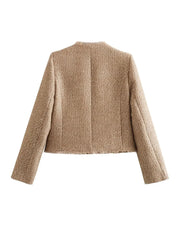 Clara | Short Tweed Blazer Jacket with Buttons for Women