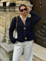Women's chunky knit cardigan with large buttons