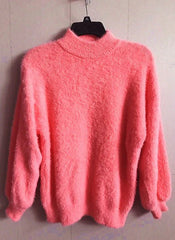 Women's fluffy turtleneck pullover sweater