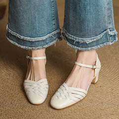 Éliane Leather Block Heels
