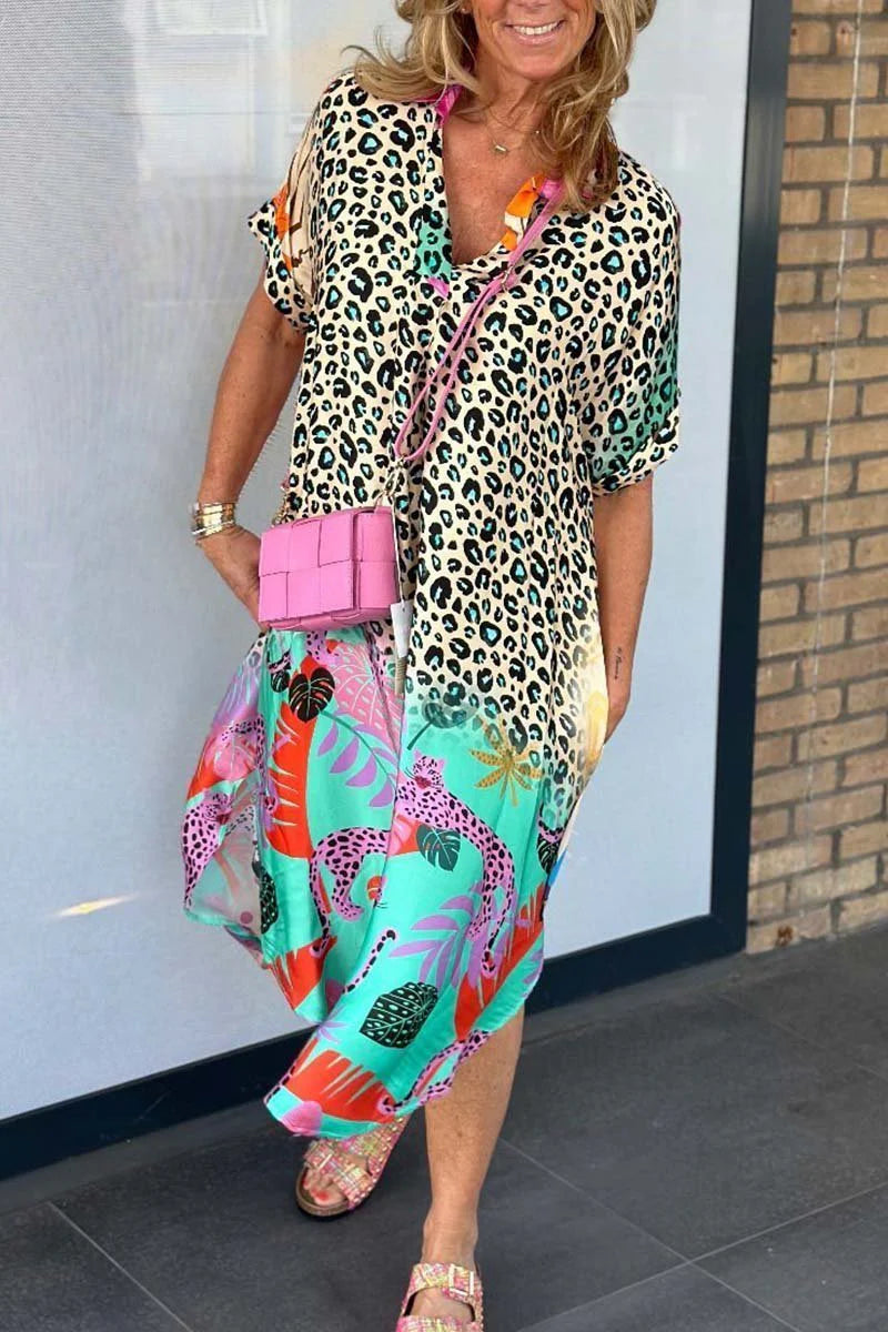 NEVE - CASUAL DRESS WITH LEOPARD PRINT