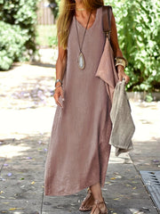 Women's Soft V-Neck Sleeveless Dress