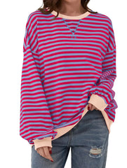 Women's striped oversized sweatshirt for casual chic