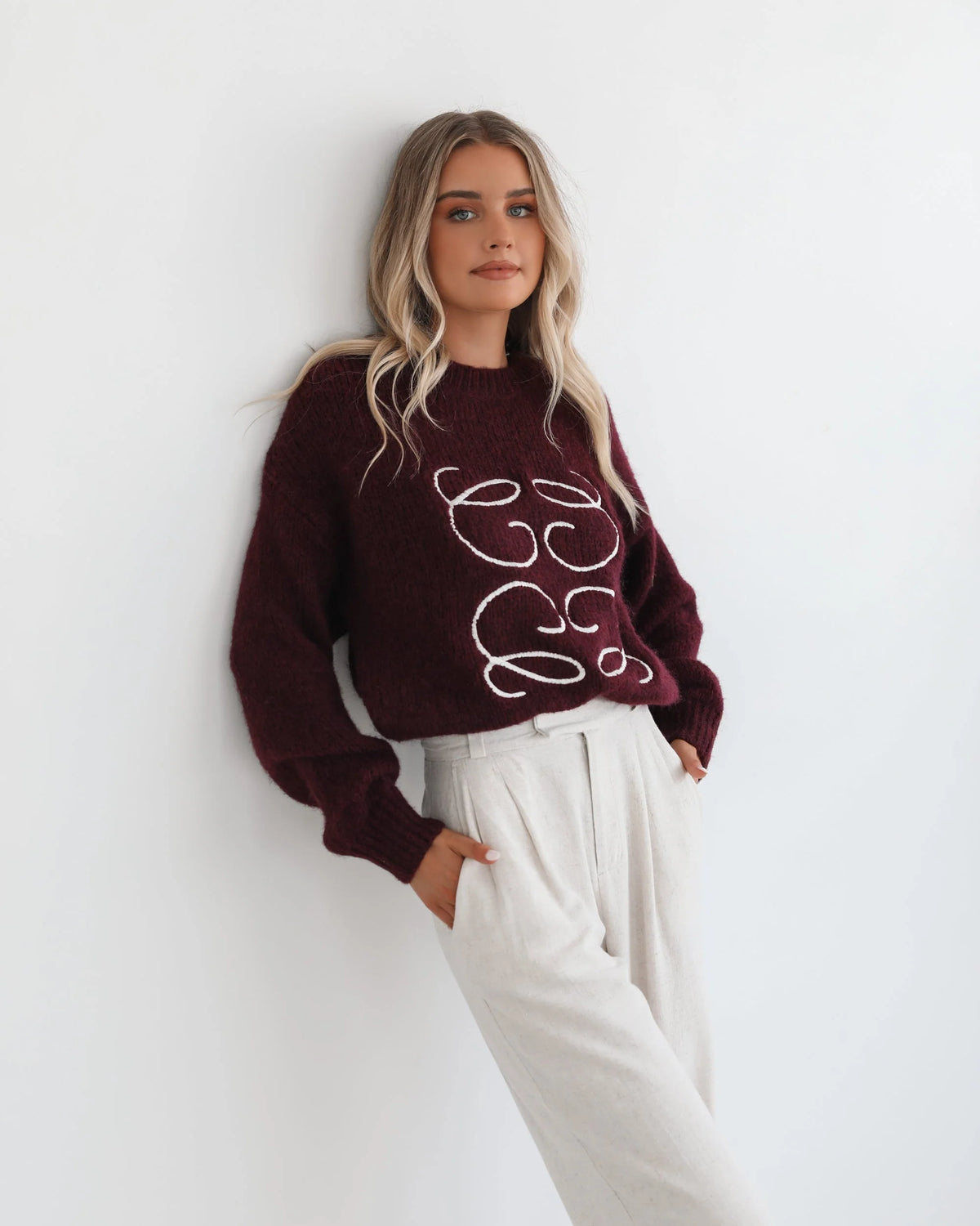 Adelaine Knit - Wine Print